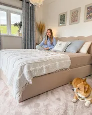 Letto contenitore NANTERRE Bouclé Beige 160 x 200 cm_1176746