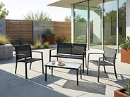 Lounge Set mit Tisch 4-Sitzer TAVOLETO Metall Dunkelgrau_1154554