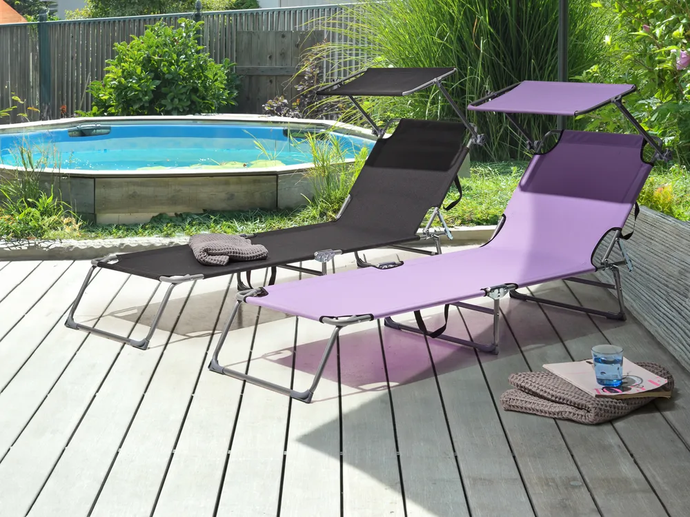 Sun Lounger FOLIGNO Reclining Metal Violet
