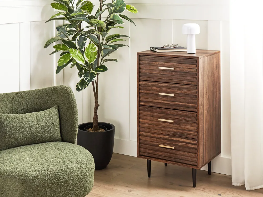 4 skuffers kommode KEITH Mørkebrun