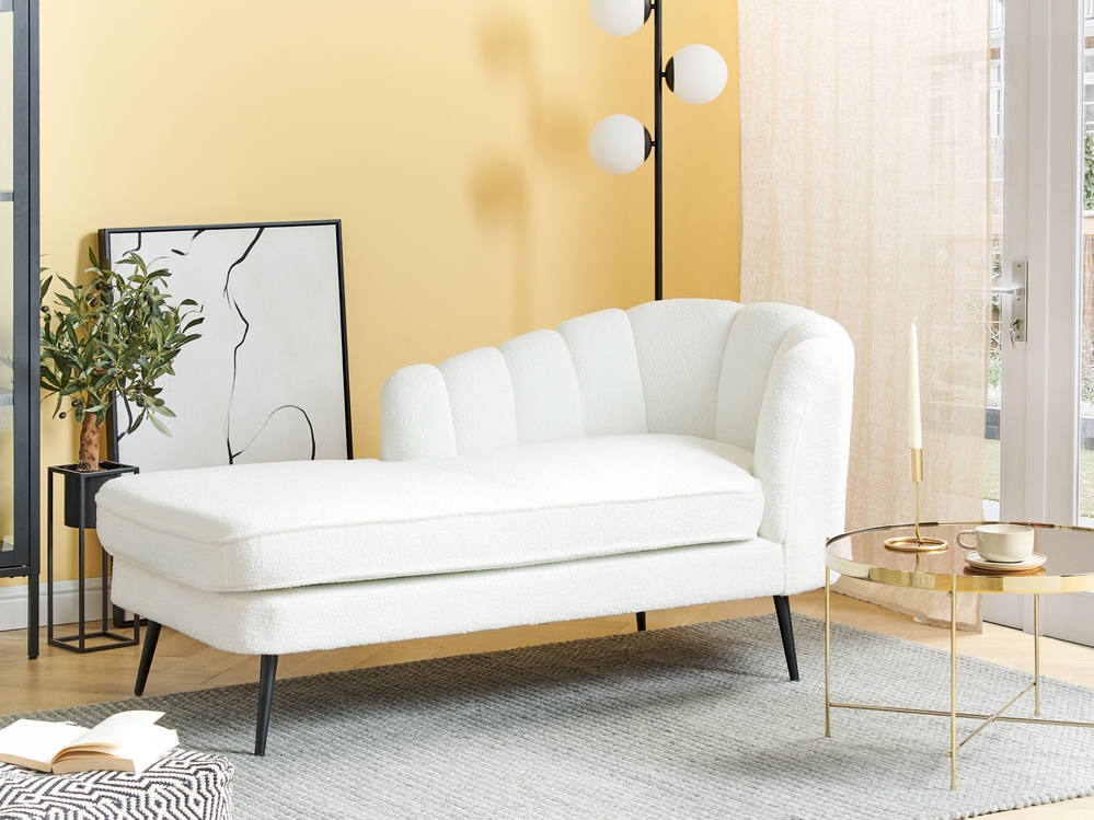 Right Hand Boucle Chaise Lounge Off White ALLIER Beliani.cz
