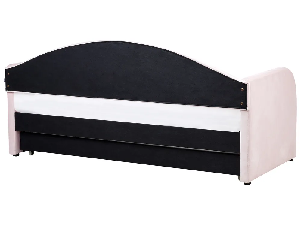 Trundle Bed Velvet EYBURIE 90 x 200 cm (EU Single) Pastel Pink_844372