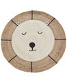 Dětský jutový koberec medvěd ⌀ 120 cm béžový KOVU_909410