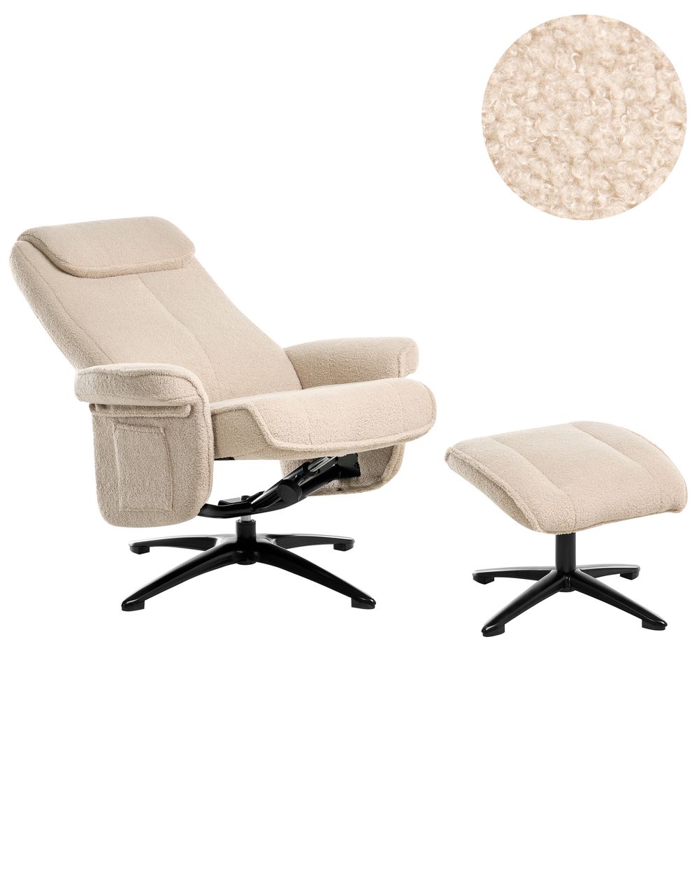 Recliner Chair GERAS Boucle Beige