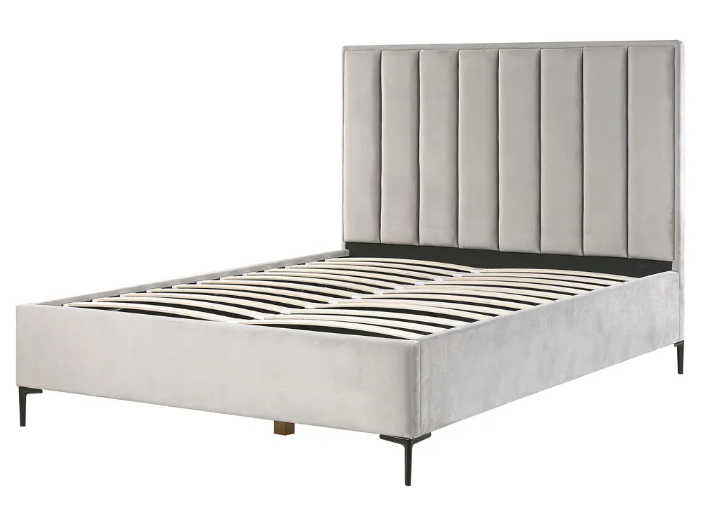 Lit ottoman SEZANNE Velours Gris clair 160 x 200 cm_795505