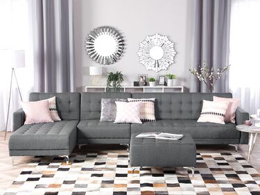 Right Hand Modular Fabric Sofa Grey ABERDEEN