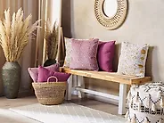 Set di 2 cuscini ROMNEYA 45 x 45 cm Velluto Rosa Trama floreale_1178432