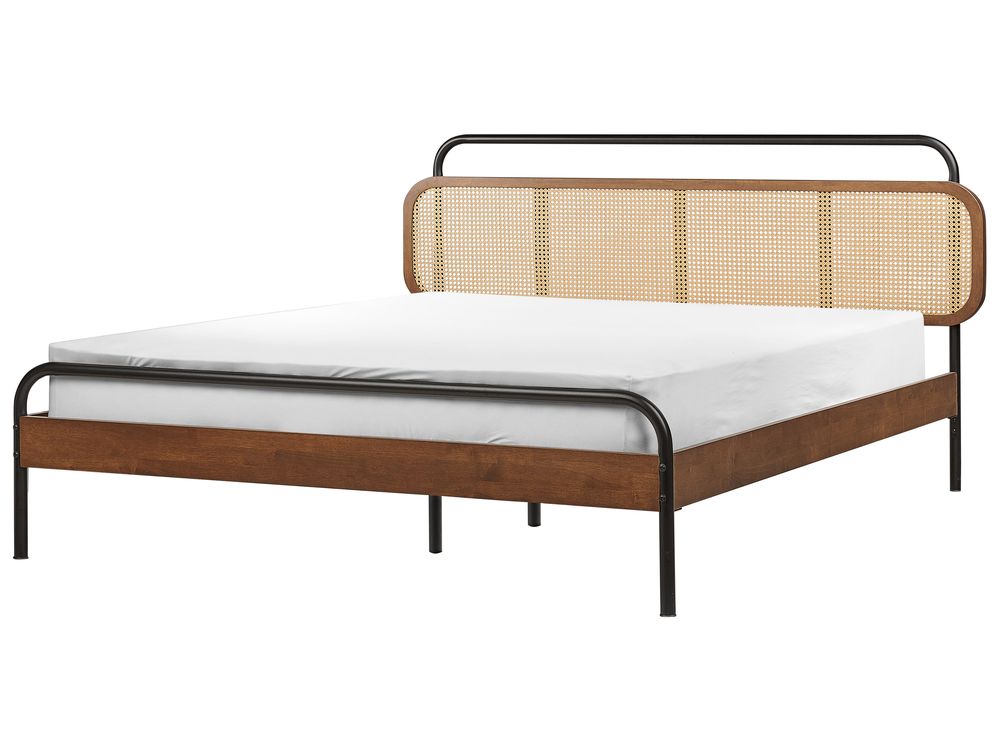 Lit avec sommier Rotin BOUSSICOURT 160 x 200 cm Marron foncé