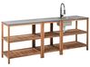 3 Piece Outdoor Kitchen Set with Sink BRUCOLI Brown/ Black Acacia Wood