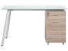 3 Drawer Home Office Desk 130 x 60 cm Light Wood and White MONTEVIDEO_720506