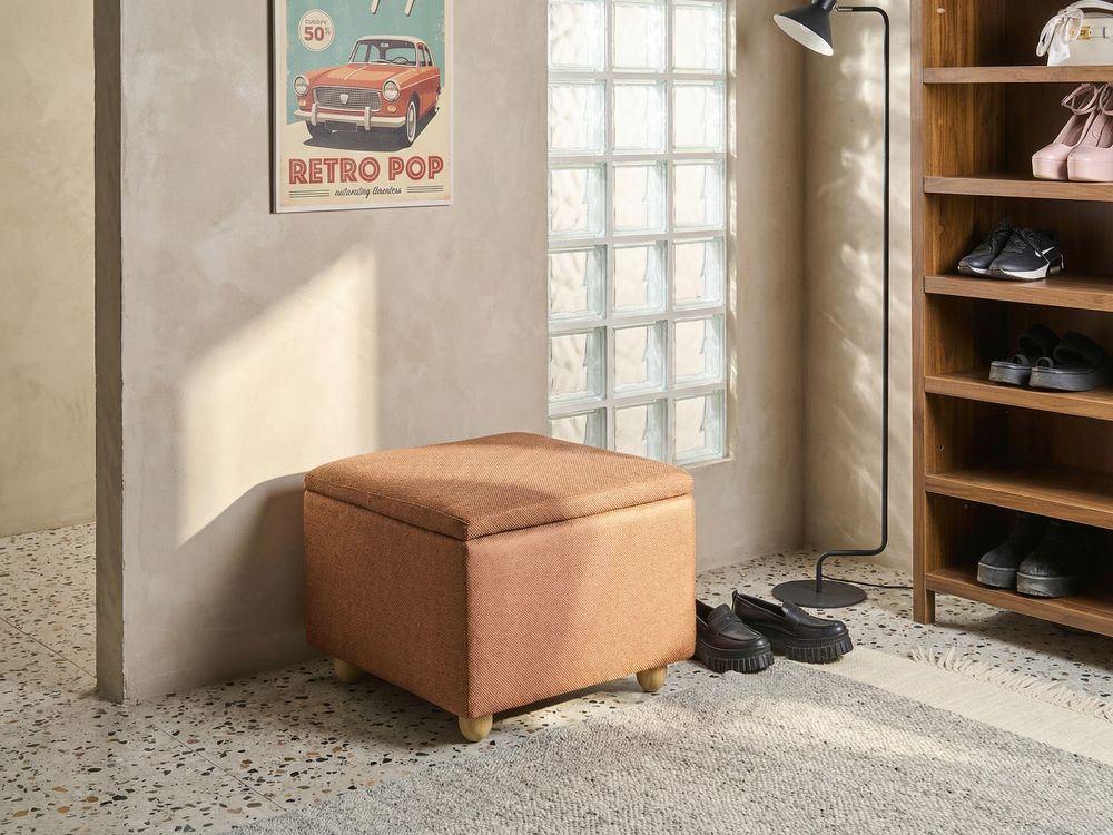 Storage Pouffe FERNDALE Fabric Golden Brown