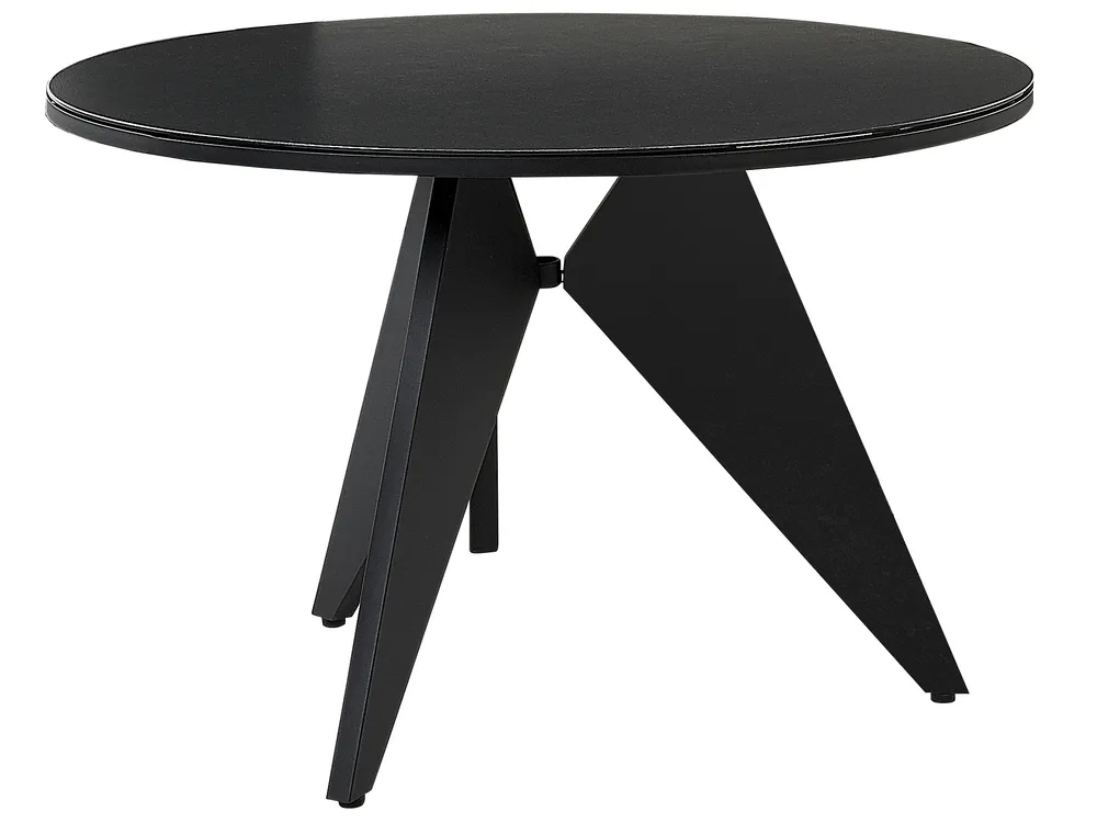 Garden Dining Table OLMETTO 83 cm 110 cm Glass Black