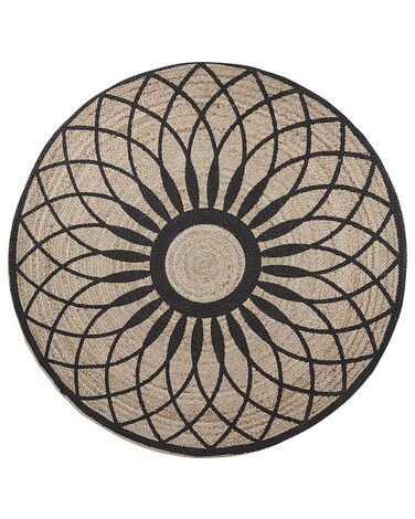 Okrúhly jutový koberec ⌀ 140 cm béžová/čierna KULLAR