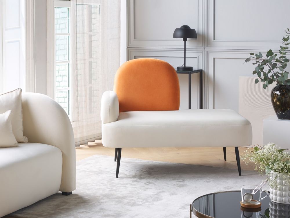 White velvet chaise lounge clearance