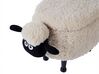 Reposapiés de poliéster beige crema/negro/madera clara SHEEP_852410