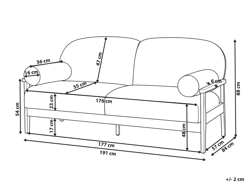 Sofa dla 3 osób PILARNE Zielony_1159679