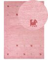 Gabbeh Teppich Wolle rosa 160 x 230 cm Tiermuster Hochflor YULAFI_855780