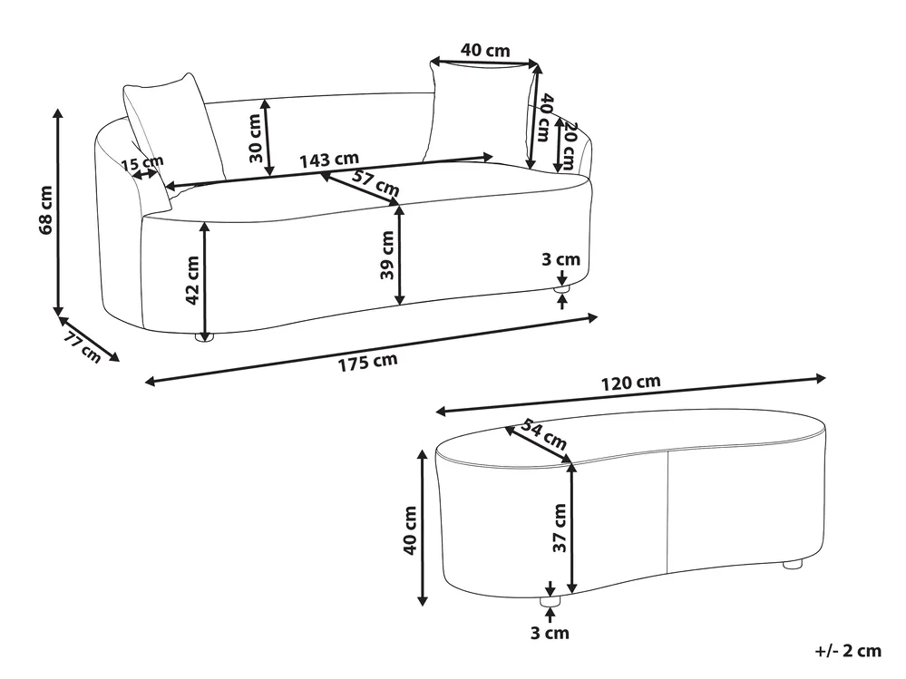 Sofa AMAL mit Ottomane Stoff Beige_1145686