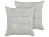 Set of 2 Linen Cushions Striped 50 x 50 cm Grey and White KANPAS_904760