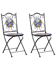 Set of 2 Garden Chairs CORIANO Folding Metal Black_986212