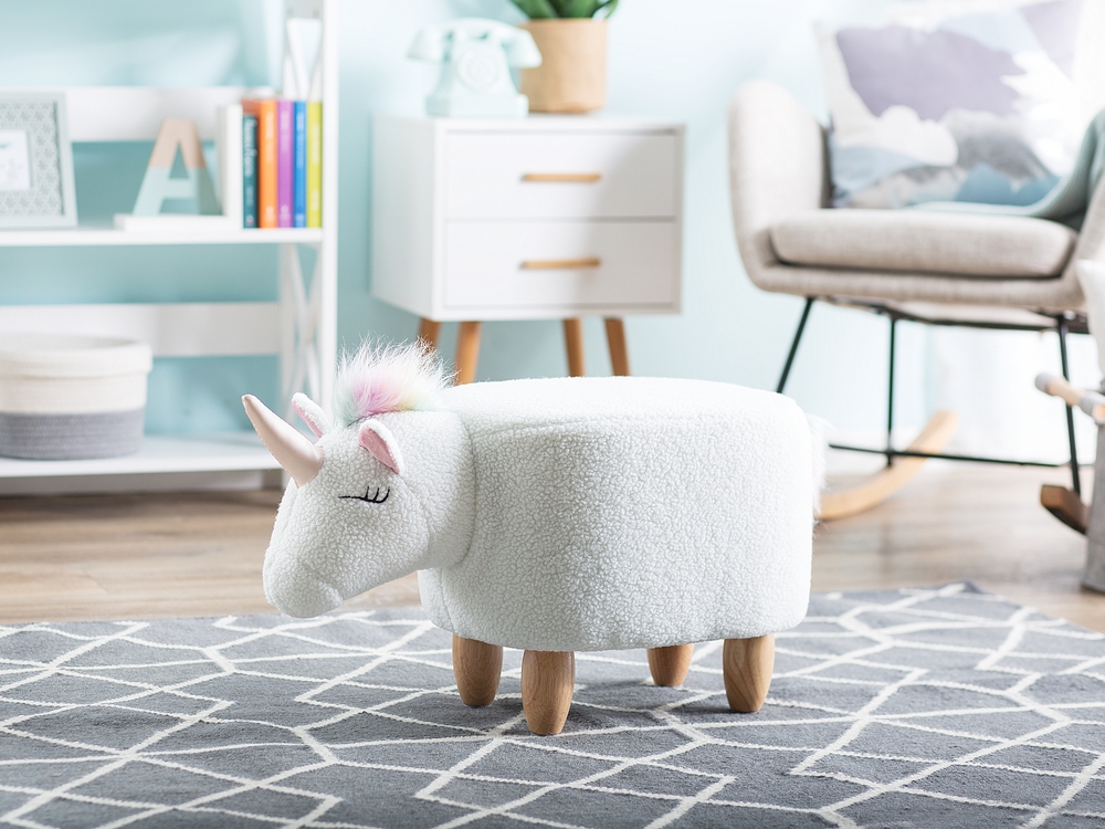 Fabric Animal Stool White UNICORN Beliani.cz