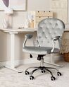 Otočná sametová kancelářská židle s křišťály světle šedá PRINCESS_855666