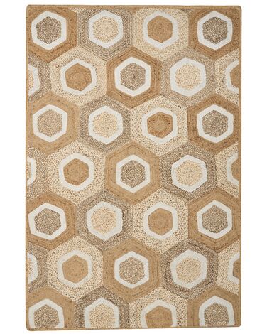 Teppich Jute beige 200 x 300 cm geometrisches Muster Kurzflor BASOREN