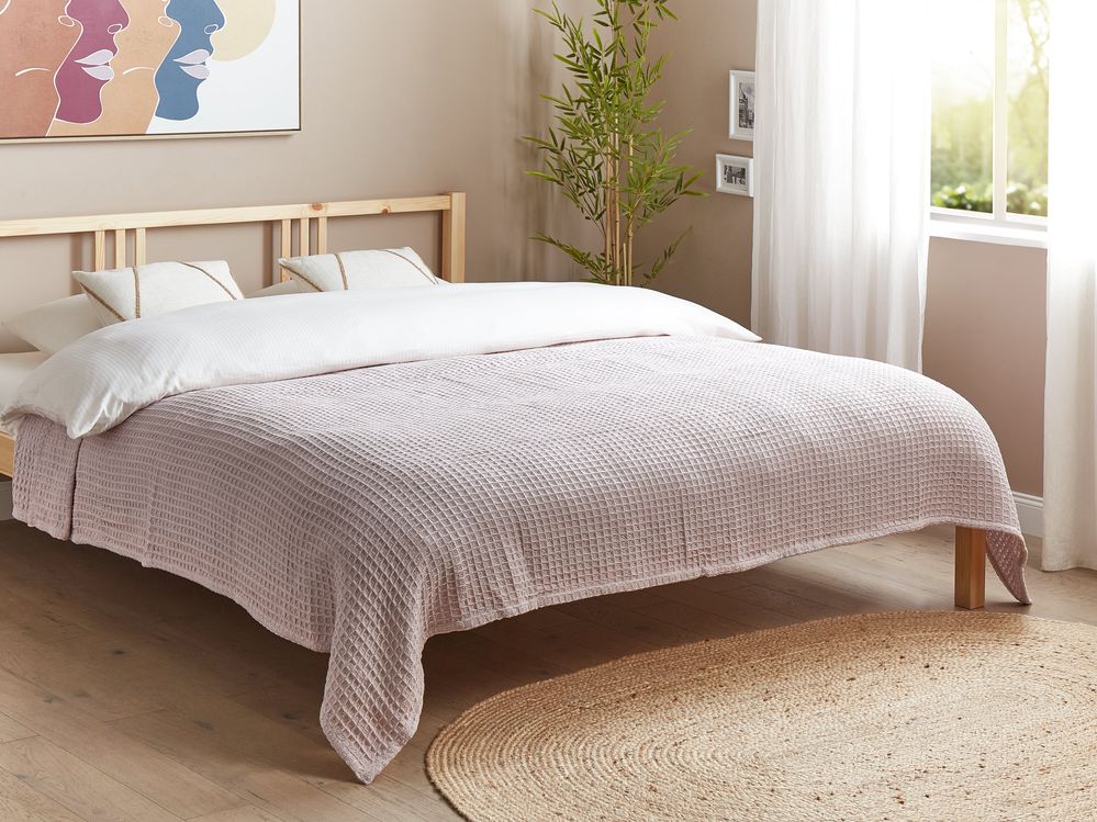 Couvre-lits CHAGYL Coton 200 x 220 cm Rose pastel