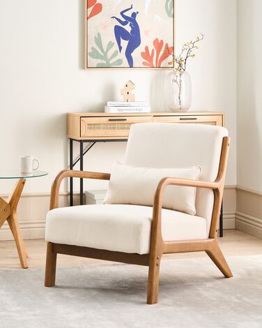 Fabric Armchair Light Beige SKOVDE