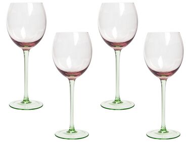 Set di 4 calici da vino vetro rosa e verde da 36 cl DIOPSIDE