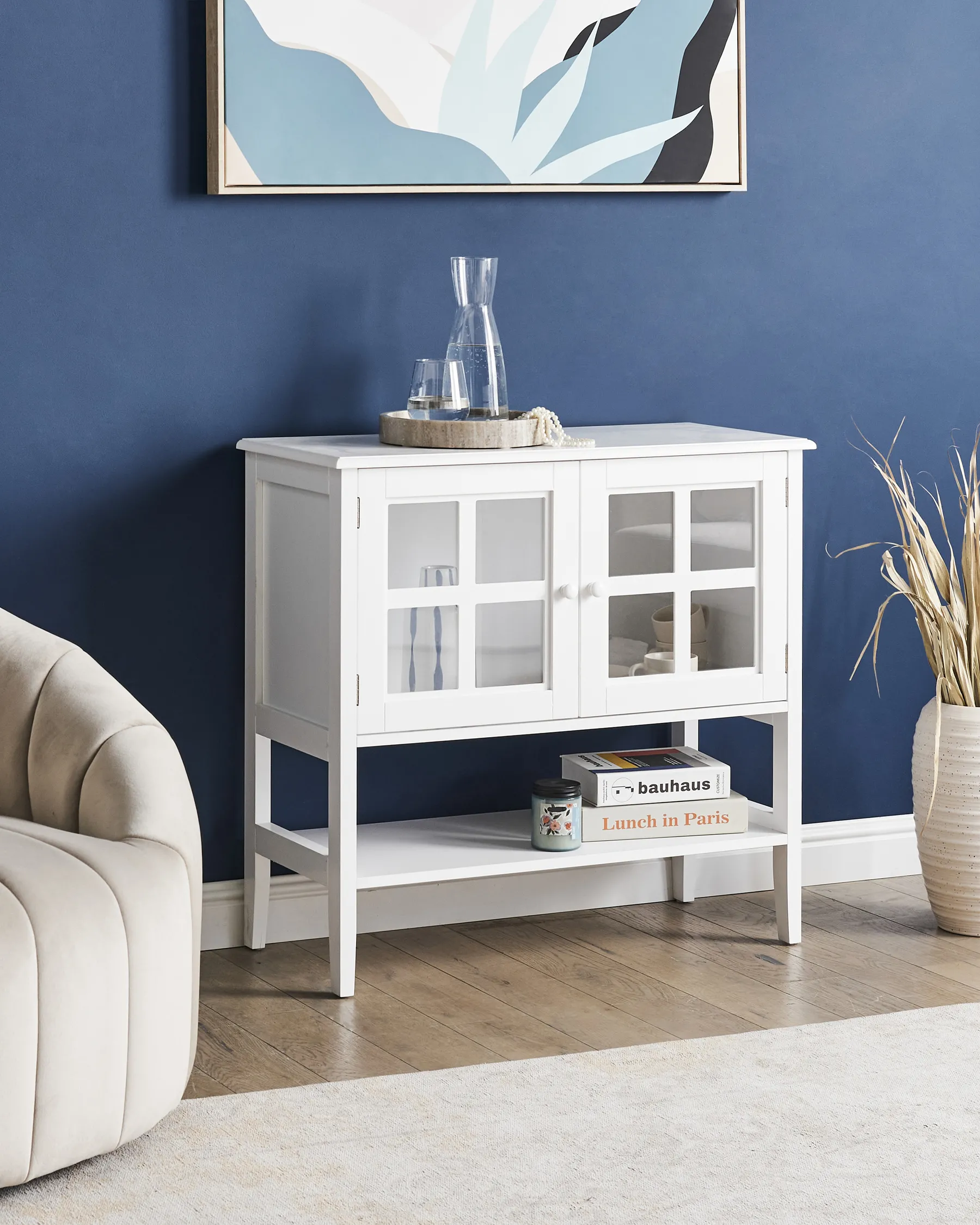 Szafka ze szklanymi drzwiami z półką INLET 80 cm Biały_968073