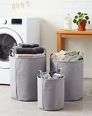 Set di 3 cestini ARCHA Cotone Grigio_1179124