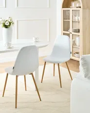 Set of 2 Dining Chairs HILDEN Corduroy White_995167