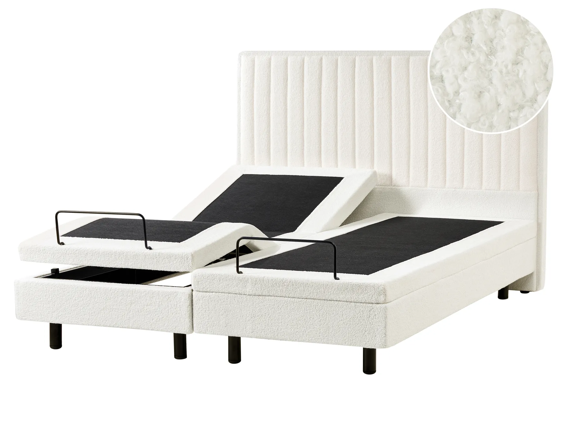 Verstelbaar bed Bouclé DUKE II 160 x 200 cm Gebroken wit_1026078