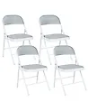 Set of 4 Folding Chairs SPARKS Metal Light Grey/ White