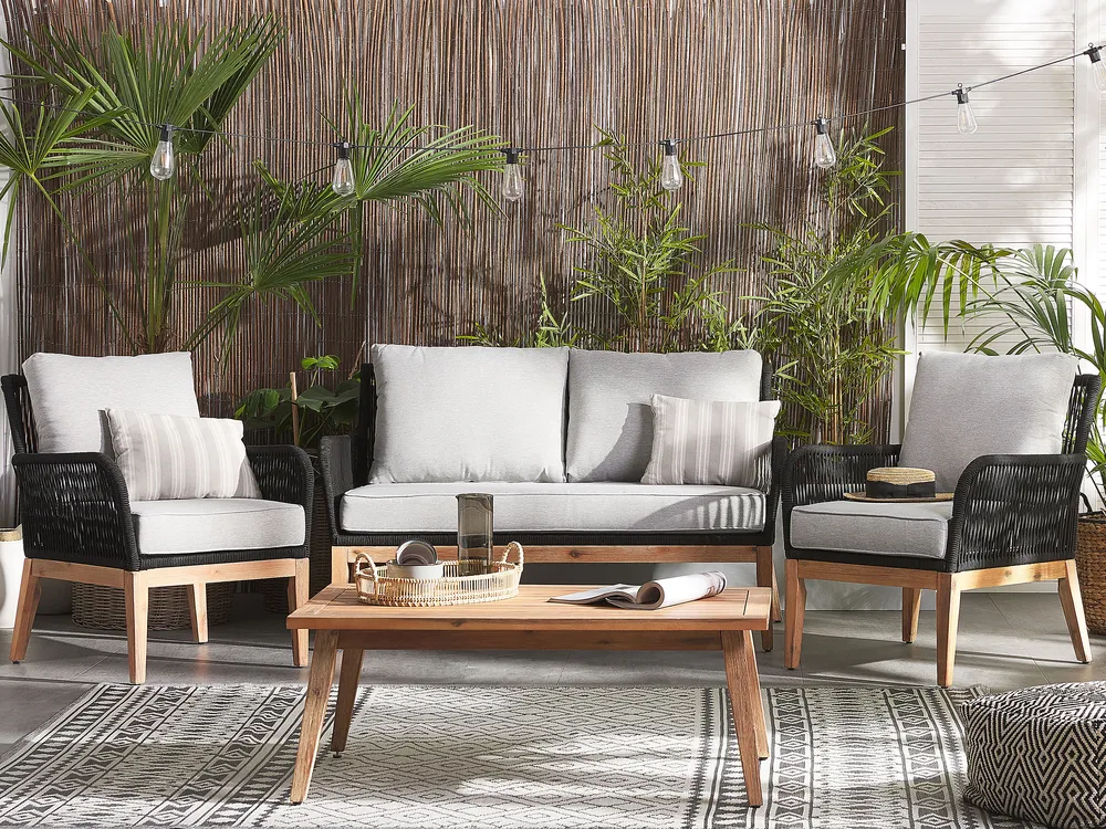 Set da giardino con tavolo 4 posti MERANO Legno d'acacia Grigio_835854