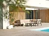 Garden Corner Sofa with Table 6 Seater RIMA Modular Metal Beige Left Hand