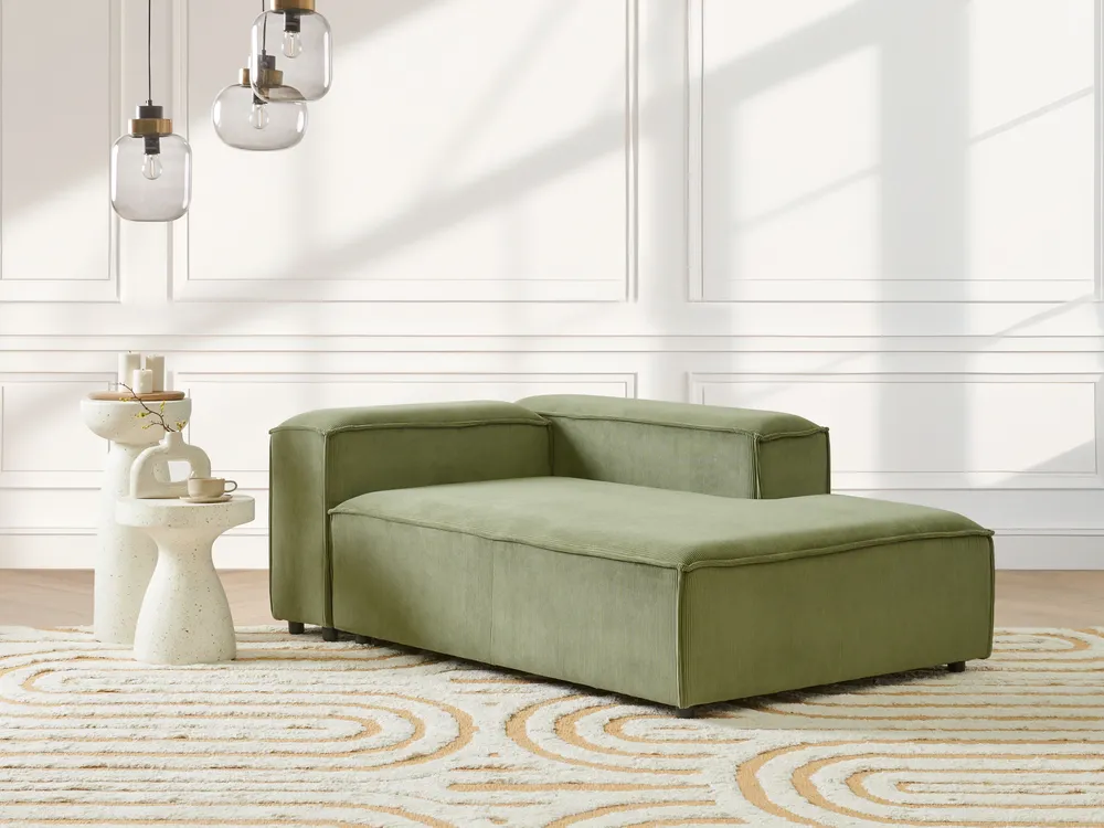 Left-Hand Chaise Longue ARDAL Corduroy Green