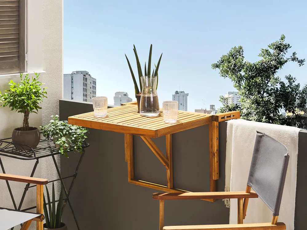 Balcony Table UDINE 70 cm 69 cm Acacia Wood Brown