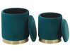 Set of 2 Velvet Storage Pouffes Teal Blue MIRAMAR_772677