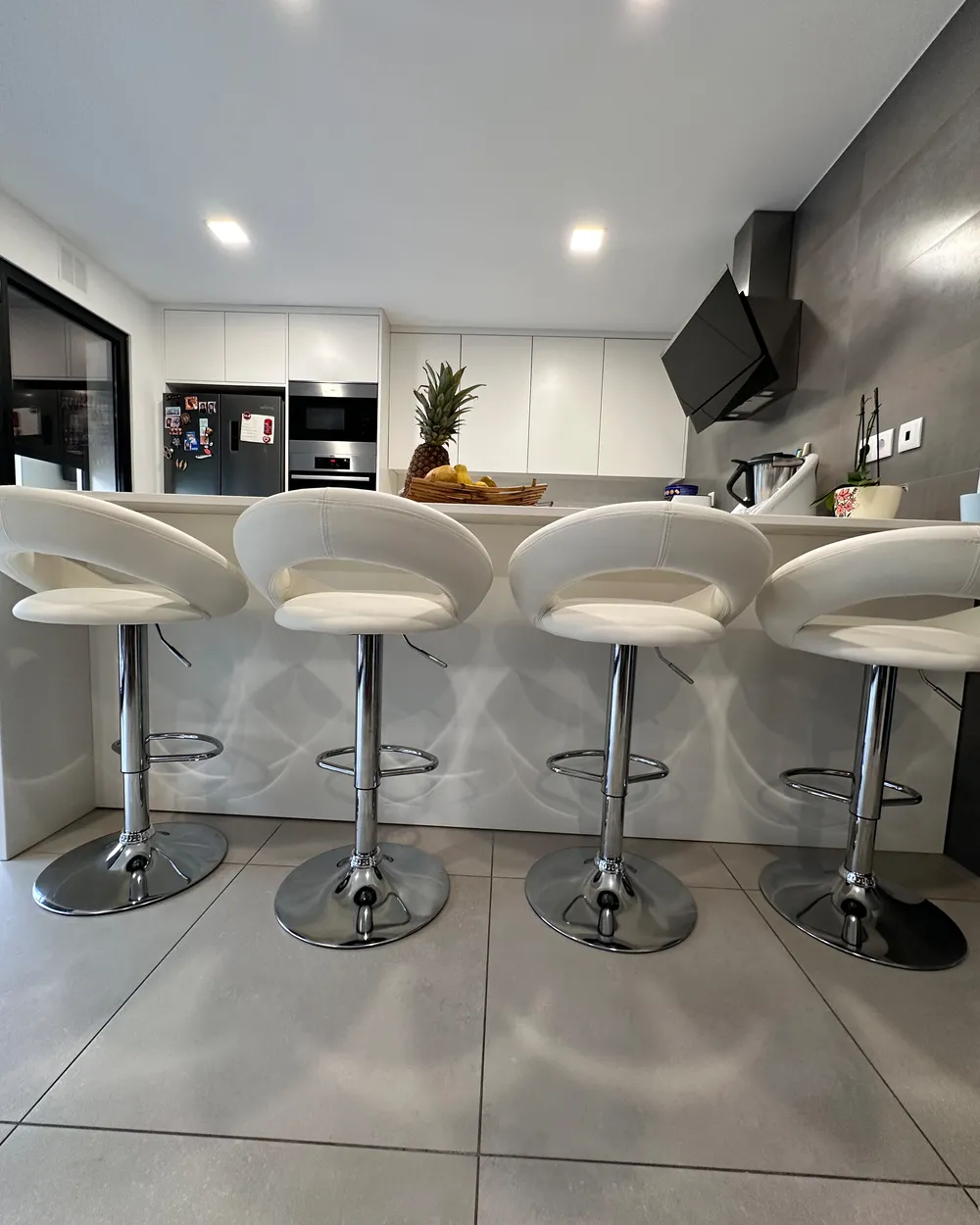 Set di 2 sedie alte PEORIA Pelle sintetica Bianco_900025