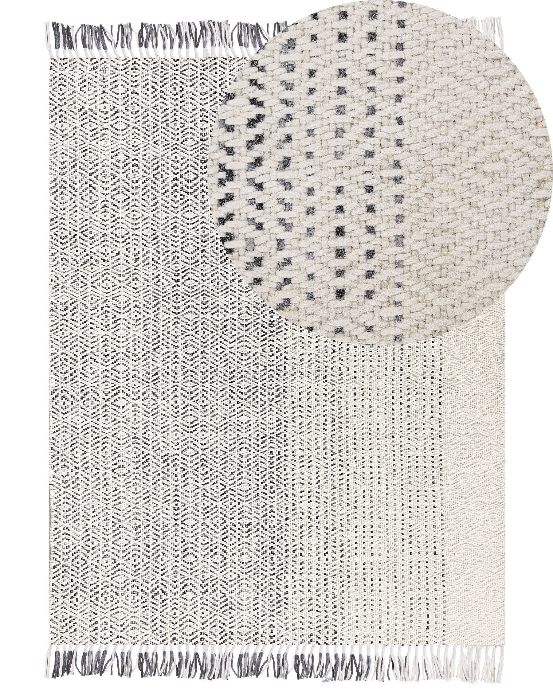 Wool Area Rug  160 x 230  cm White and Grey OMERLI _852627
