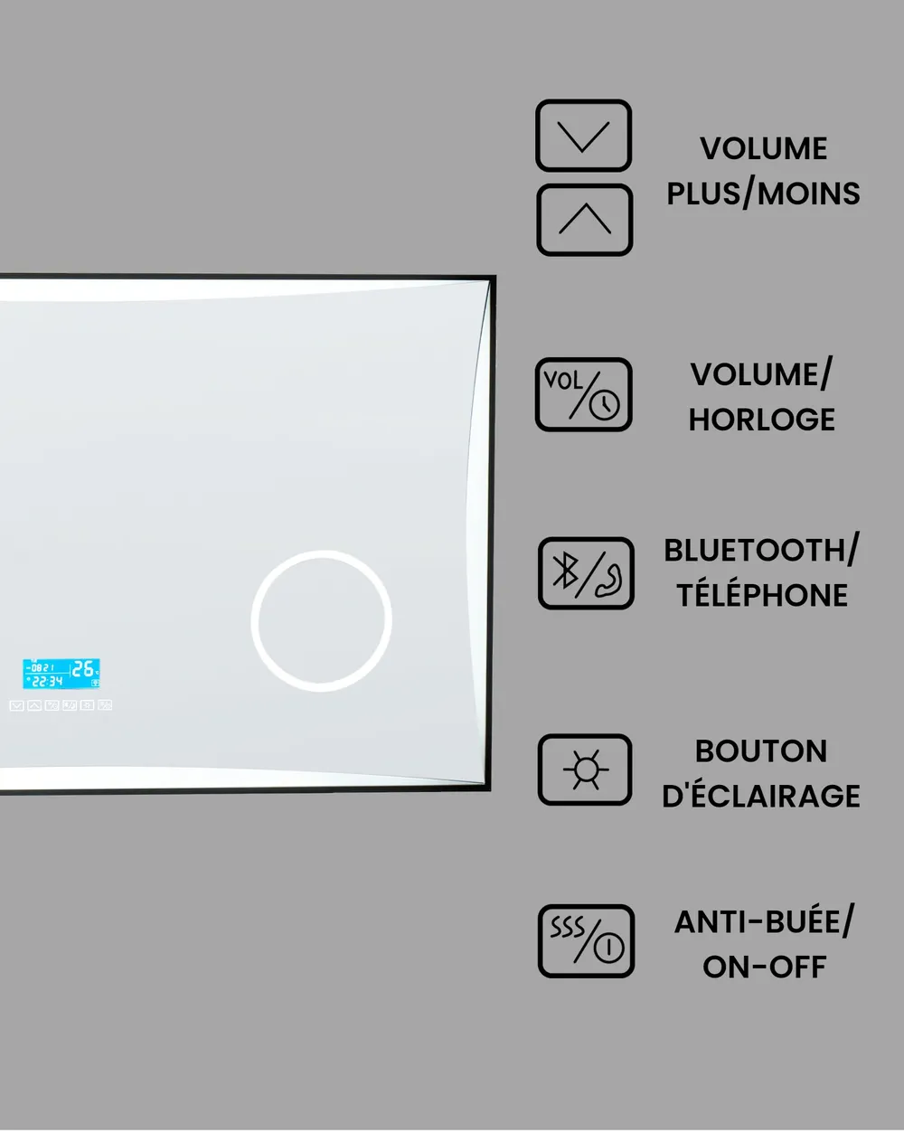 Miroir de salle de bain LED ONLAY 100 cm 60 cm Argenté_940477