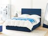 Zamatová posteľ s úložným priestorom 140 x 200 cm modrá VERNOYES_861336