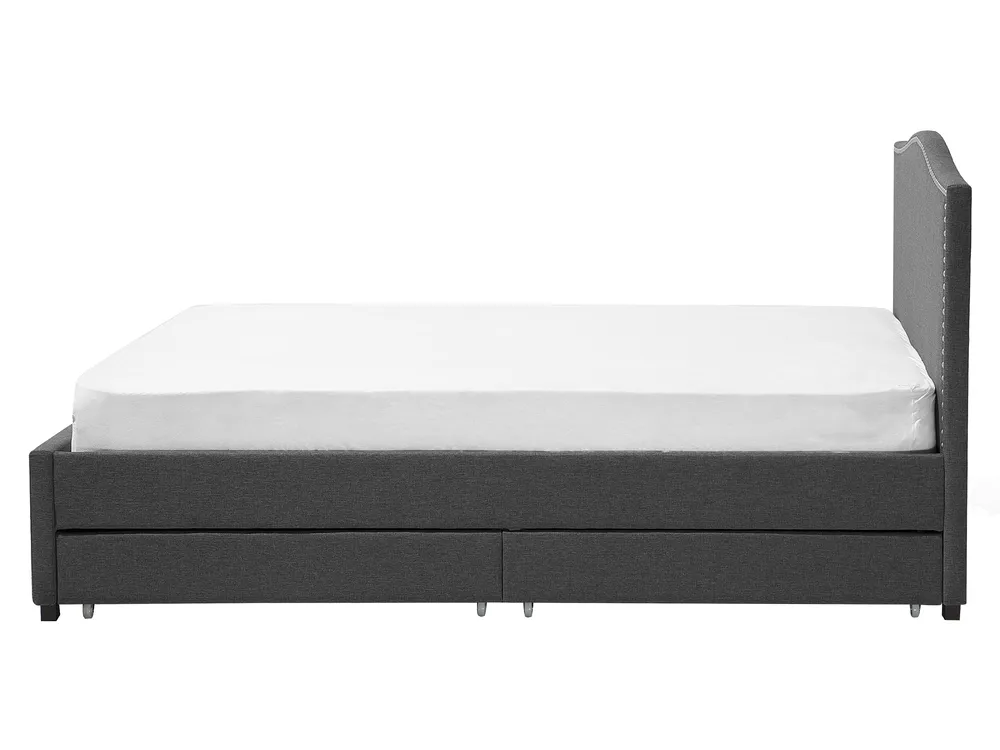 Bett mit Schubladen MONTPELLIER Stoff Dunkelgrau 160 x 200 cm_708780