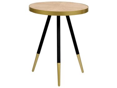Side Table Light Wood with Gold RAMONA