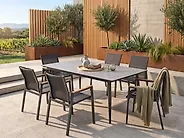Table de salle à manger de jardin TOLENTINO 180 cm 90 cm Effet pierre Gris clair_1173519