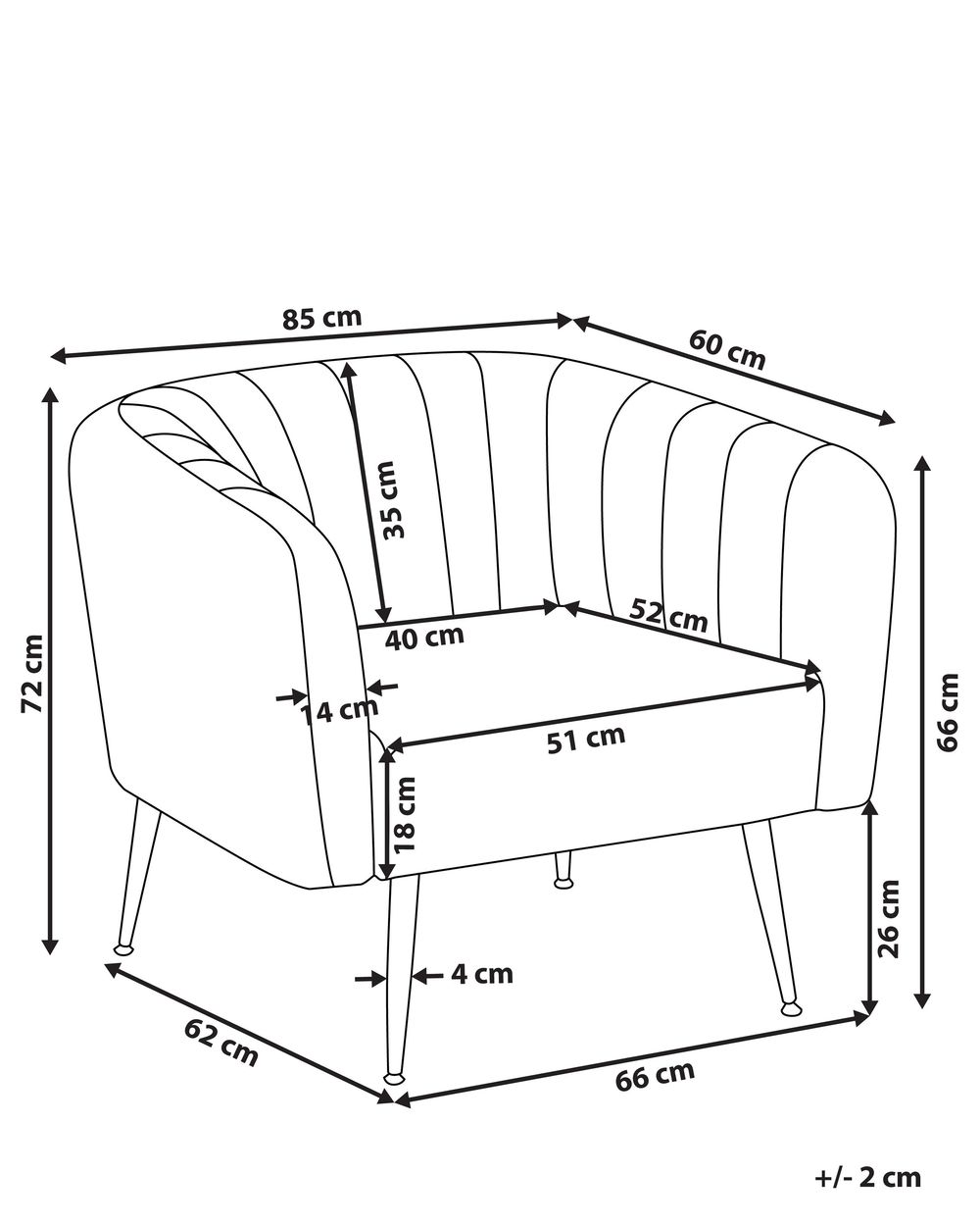 Armchair standard size outlet