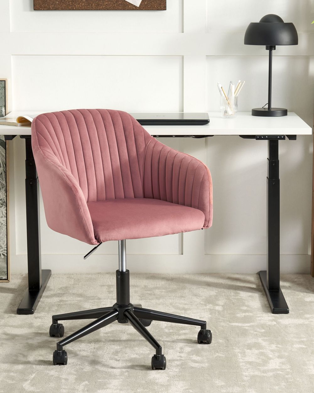 Schreibtischstuhl VENICE Samtstoff Rosa