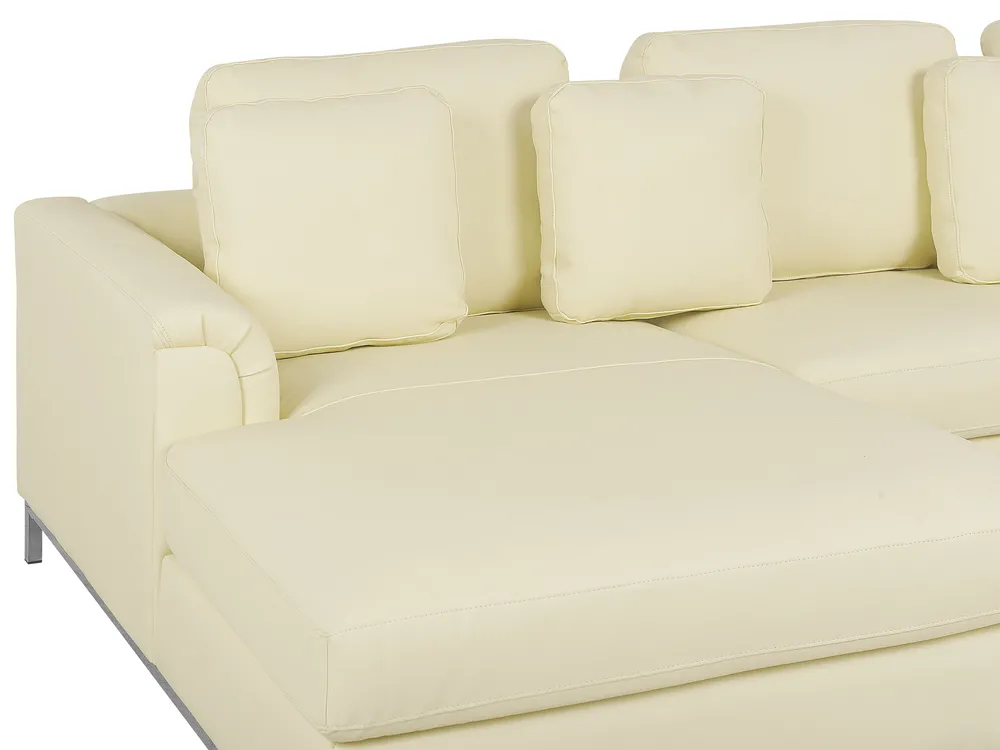 Corner Sofa 4 Seater OSLO with Ottoman Leather Light Beige Right Hand_769135
